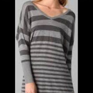 Joie Cashmere Wool Striped Tunic Sweater Sz XS Gray Dolman Sleeve Oversize Fit